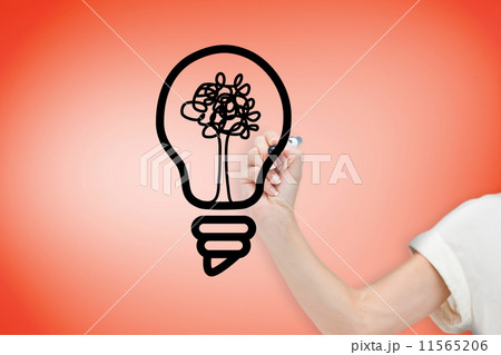 Composite image of light bulb doodle with stick figures Composite image of light bulb doodle with stick figures 11565206