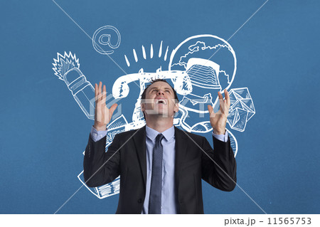 Businessman showing card saying advertising Businessman showing card saying advertising 11565753
