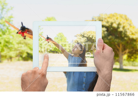 Mission against city scene in a room 11567866