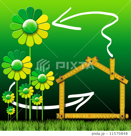 Ecologic House with Green Flowers 11570848