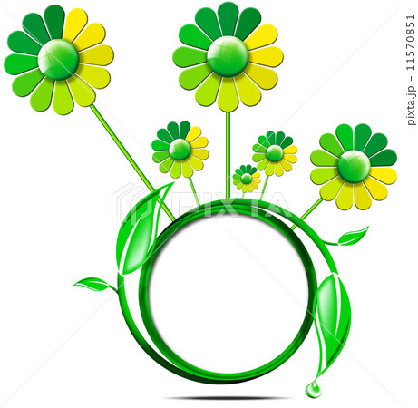 Green Banner with Leaves and Flowers Green Banner with Leaves and Flowers 11570851