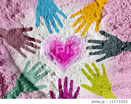 colorful silhouette hands on Cement wall texture background desi 11571093