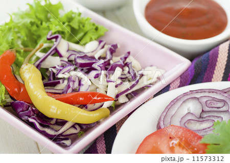 Asian Style Salad and Chili Dipping Sauce.  11573312