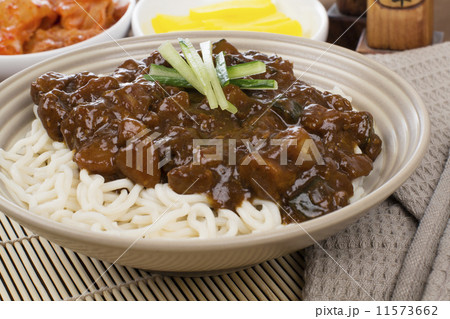 Jajangmyeon - Korean/Chinese black bean noodle, danmuji & kimchi  Jajangmyeon - Korean/Chinese black bean noodle, danmuji & kimchi  11573662