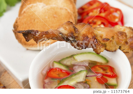 Moo Satay - Thai pork satay with peanut sauce, ajat & toast.  11573764