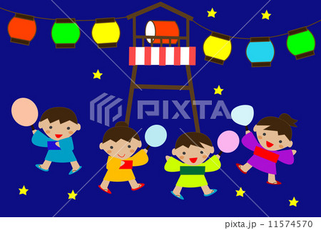 夏祭り 盆踊りのイラスト素材