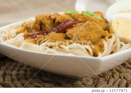 Dry Curry Mee - Malaysian chicken curry on noodles. Egg & sambal  11577971