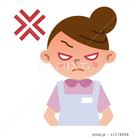 怒っている若い店員のイラスト素材