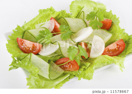 Tomato, Cucumber, Onion and Lettuce Salad. Fresh Summer Dish!  11578667