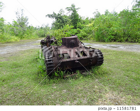 パラオ ペリリュー島 日本軍戦車の写真素材