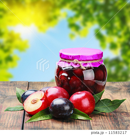 ripe plum and fresh canned plum ripe plum and fresh canned plum 11583217