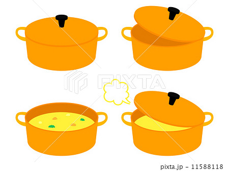両手鍋４種類のイラスト素材