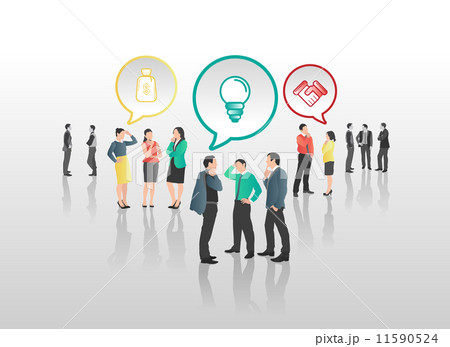Business people with speech bubbles and icons Business people with speech bubbles and icons 11590524