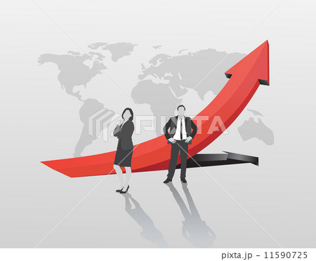 Business people with arrows pointing up on map 11590725