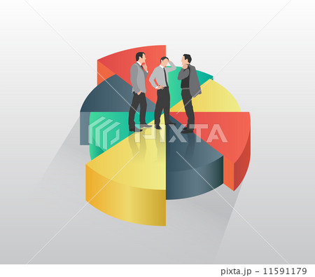 Businessmen standing on pie chart 11591179