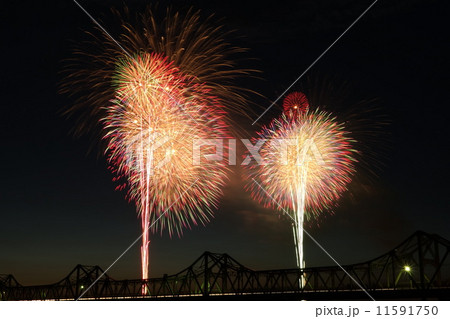 花火と長生橋 11591750