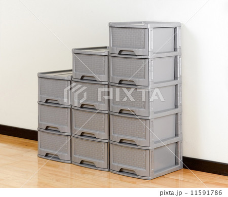 Stacks of plastic drawers 11591786