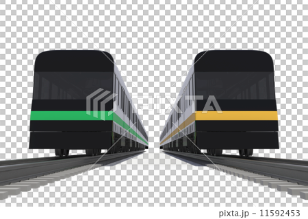 電車の正面からのローアングルのイラスト素材