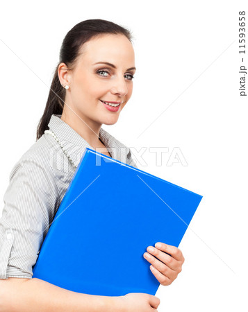 business woman with a blue binder business woman with a blue binder 11593658