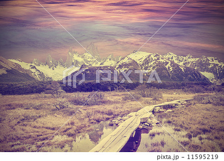 Vintage picture of Andes, Fitz Roy mountain range, Argentina Vintage picture of Andes, Fitz Roy mountain range, Argentina 11595219