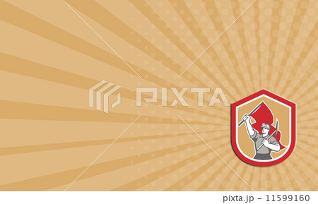 Business card Coal Miner Hardhat Pick Axe Flag Shield 11599160