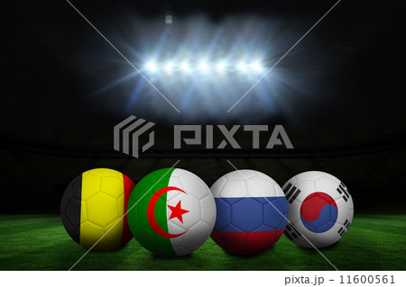 Composite image of footballs in group h colours for world cup 11600561
