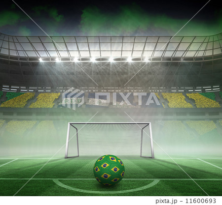 Composite image of football in brazilian colours 11600693