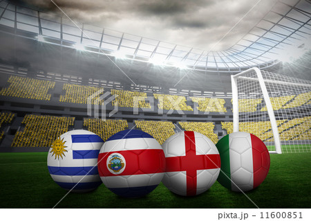 Composite image of footballs in group d colours for world cup 11600851