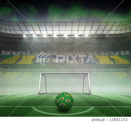 Composite image of football in brazilian colours 11601152