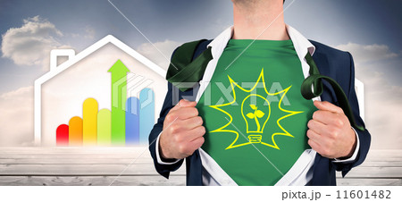 Composite image of businessman opening shirt in superhero style Composite image of businessman opening shirt in superhero style 11601482