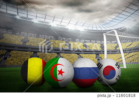 Composite image of footballs in group h colours for world cup Composite image of footballs in group h colours for world cup 11601818