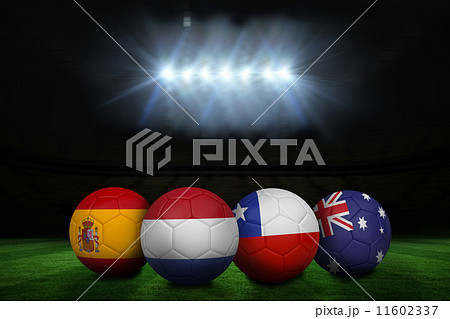 Composite image of footballs in group b colours for world cup Composite image of footballs in group b colours for world cup 11602337