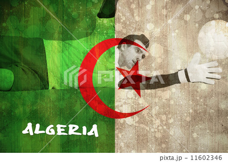 Composite image of goalkeeper in white making a save Composite image of goalkeeper in white making a save 11602346