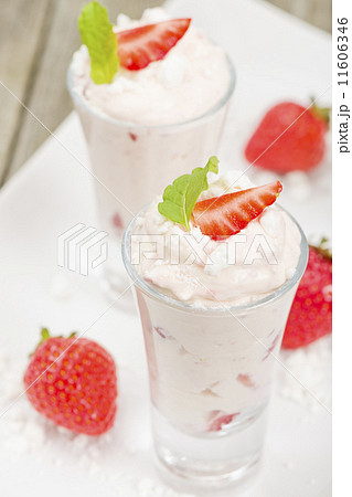 Eton Mess - Strawberries with whipped cream and meringue.  11606346