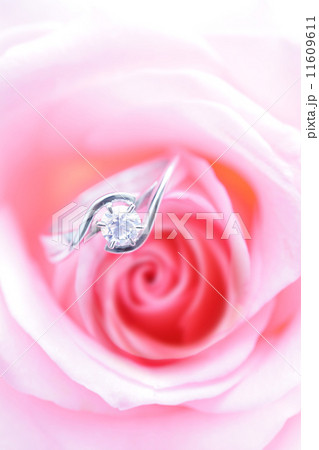 romantic Pink Rose with diamond wedding ring 11609611