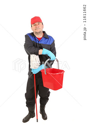 Man with bucket and mop. 11611662