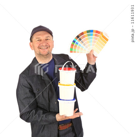 Man with color samples for paint. 11611931