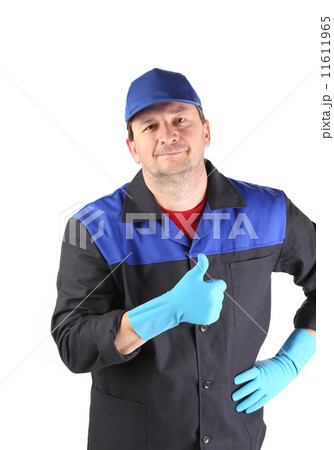 Cleaner showing thumbs up. 11611965