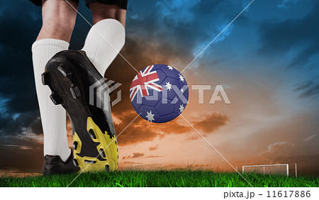Composite image of football boot kicking australia ball Composite image of football boot kicking australia ball 11617886