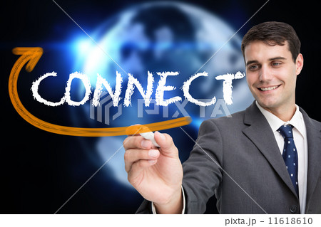 Businessman writing the word connect Businessman writing the word connect 11618610