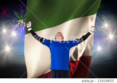 Composite image of goalkeeper celebrating a win Composite image of goalkeeper celebrating a win 11618655