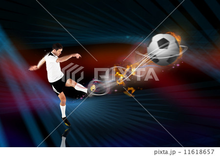 Composite image of football player in white kicking Composite image of football player in white kicking 11618657