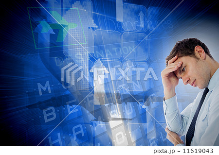 Composite image of businessman with a headache 11619043