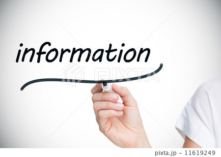 Businesswoman writing the word information 11619249