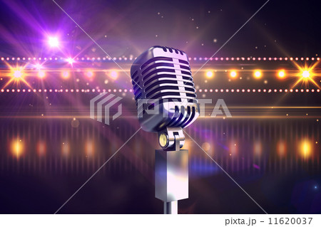 Composite image of retro chrome microphone 11620037