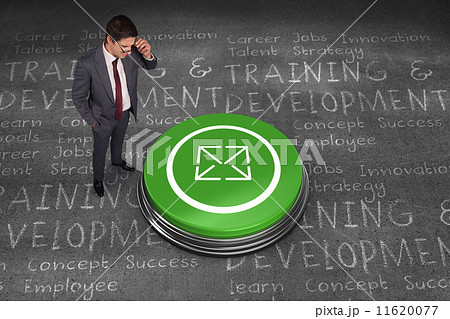 Composite image of thinking businessman touching his glasses Composite image of thinking businessman touching his glasses 11620077