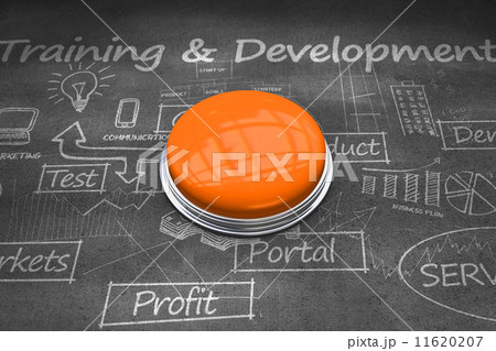 Composite image of shiny orange push button Composite image of shiny orange push button 11620207