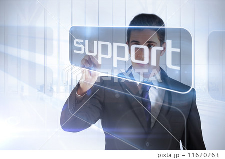 Businessman presenting the word support Businessman presenting the word support 11620263