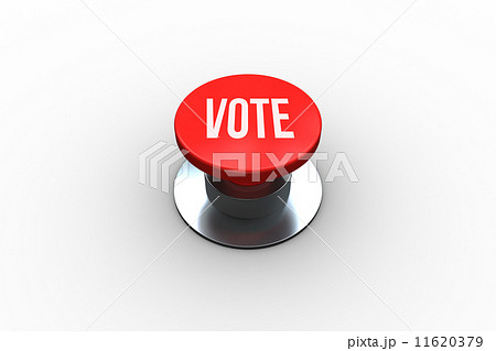 Vote on digitally generated red push button 11620379