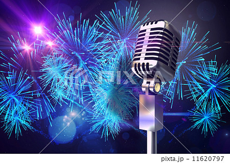 Composite image of retro chrome microphone 11620797